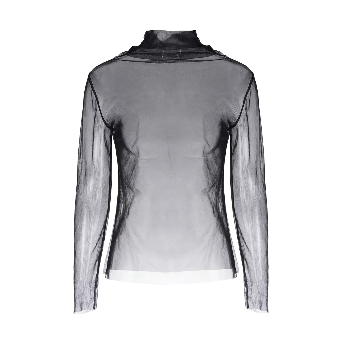 Sheer Mesh Mock Neck Long Sleeve Top