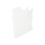 Slim Fit Round Neck Hollow Twist Knot Asymmetrical Hem T-Shirt