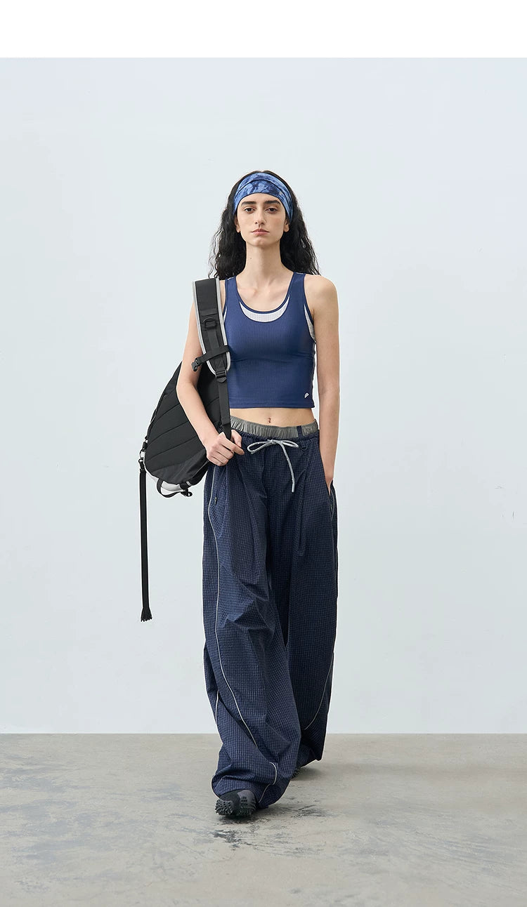 Summer Slim-Fit Two-in-One Color-Block Round Neck Tank Top