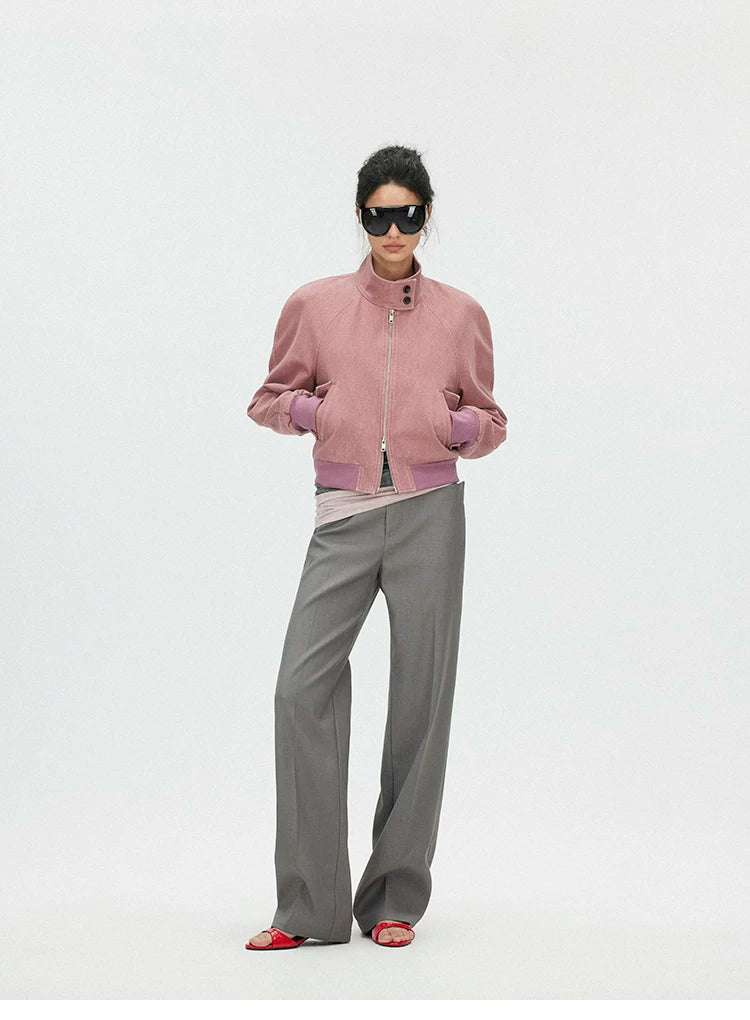 Vintage Washed Cropped Jacket with Plaid Lining Secondary image