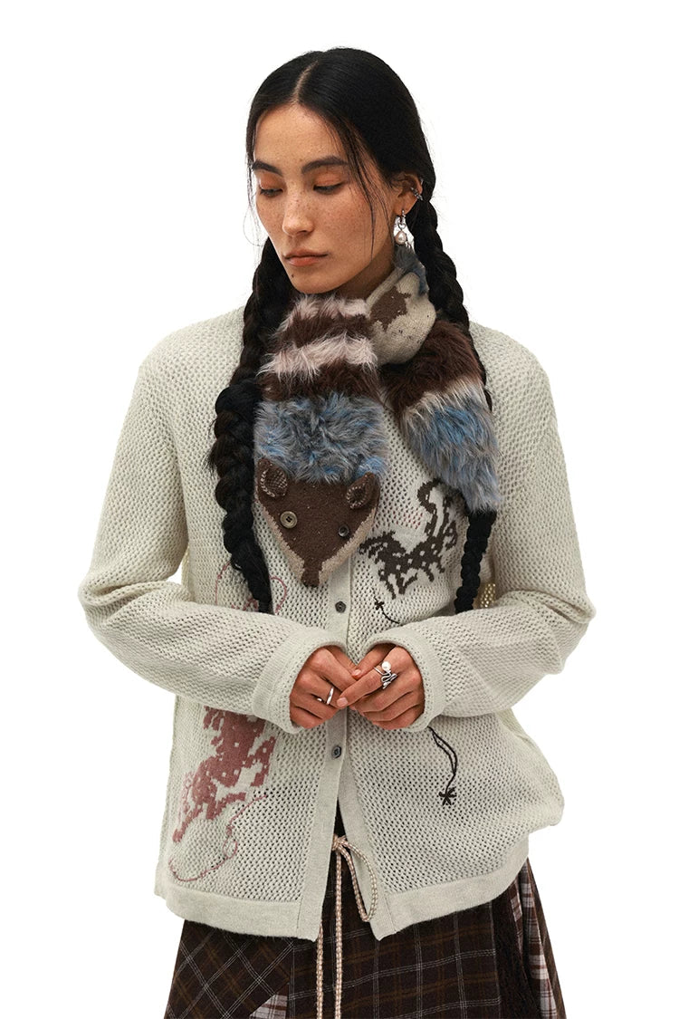 Horse Year Floral Jacquard Knit Cardigan