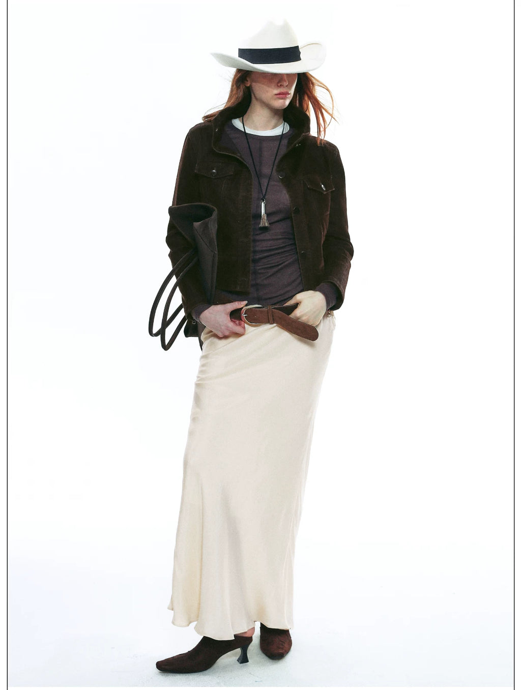 French-Inspired Vintage Flocked Twill Cropped Biker Jacket