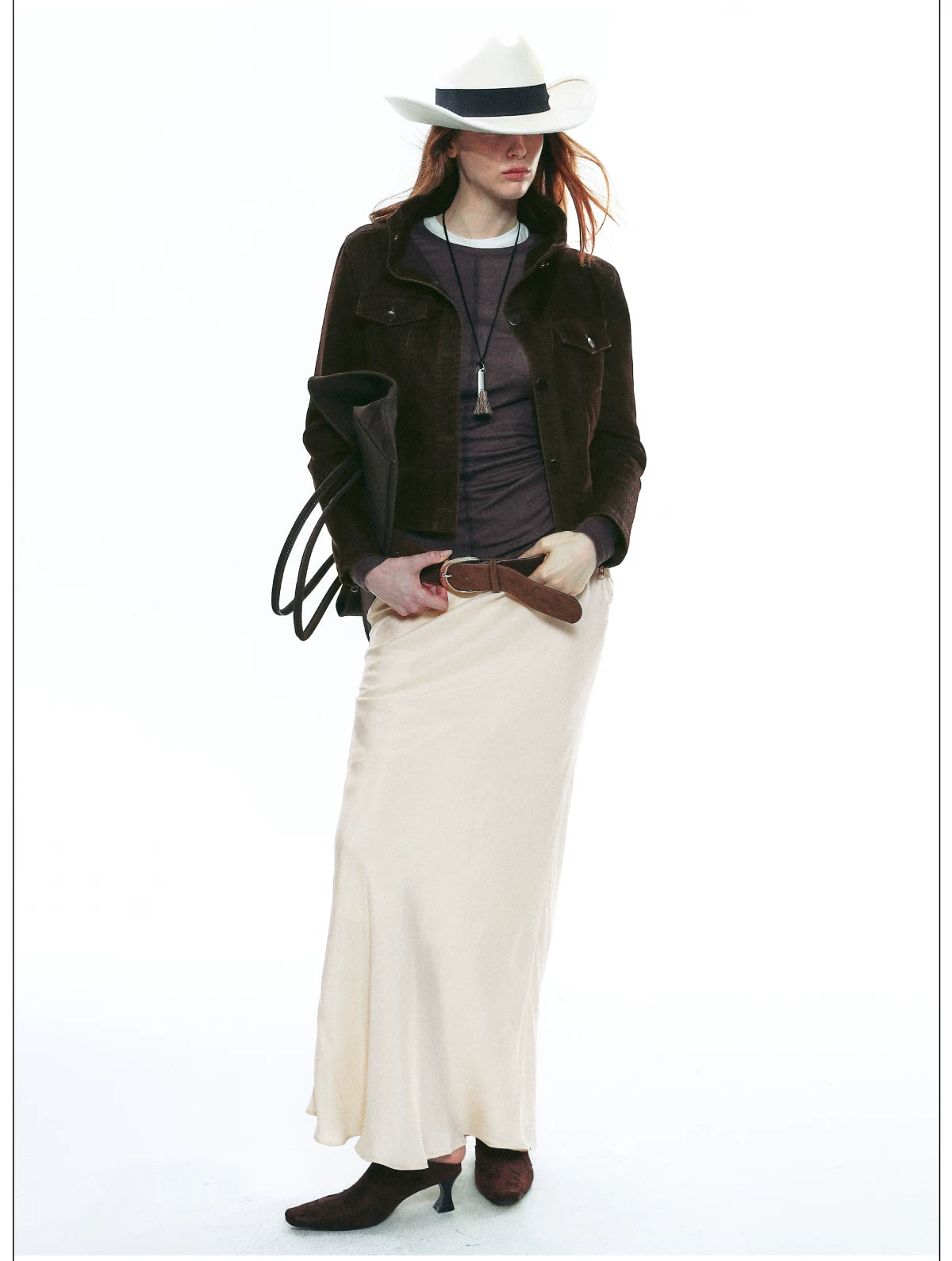 French-Inspired Vintage Flocked Twill Cropped Biker Jacket
