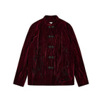 Year of the Horse Velvet Embroidered Chinese Frog Button Stand Collar Cardigan Jacket