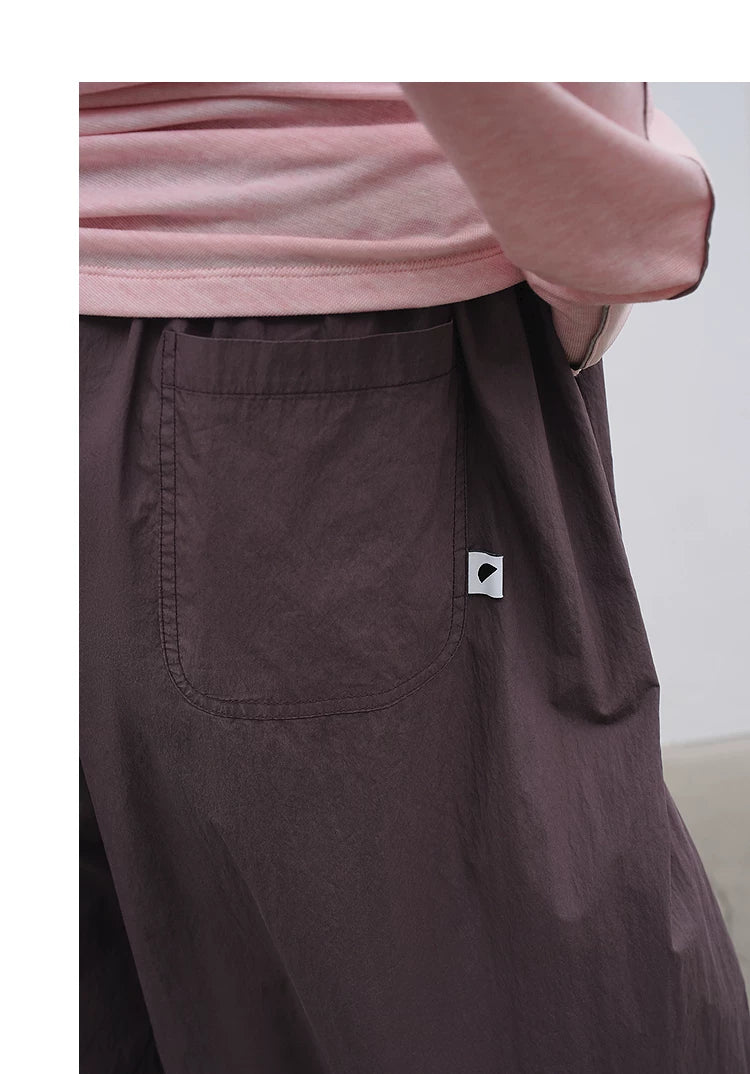 Loose Casual Balloon Pants with Elastic Waist and Pleats