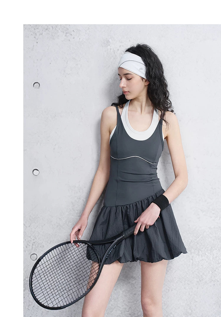 Loose Casual Color-Block Dress and Leggings Set