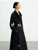 A-Line Hem Waist-Cinching Wool Trench Coat