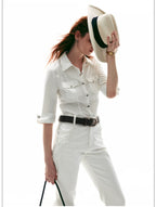 Italian Vintage Slim-Fit Waist-Cinching Safari Shirt