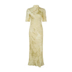 Jacquard Bias-Cut Mid-Sleeve Cheongsam Dress