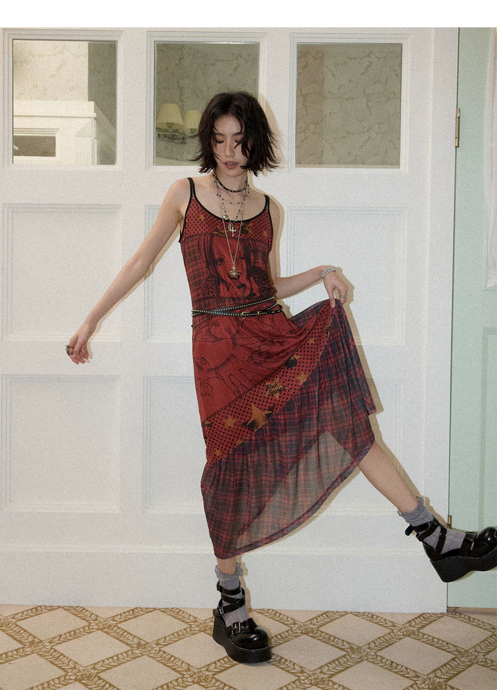 NANA Collaboration Printed Slip Dress