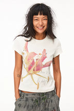 Punk Daffodil Floral Knit Slim Fit Crew Neck T-Shirt