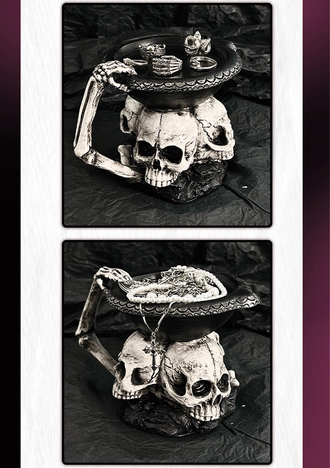 Three-Headed Skull Candle Holder