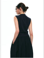 French-Inspired Slim-Fit Sleeveless Twist Top Set