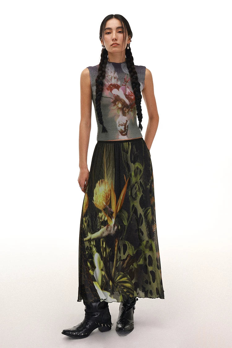 Floral Fitted Cropped Tank Top