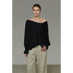 French-Inspired Asymmetric One-Shoulder Shirt
