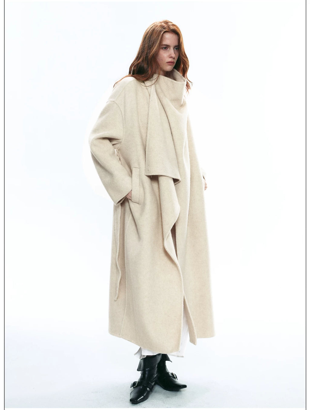 Premium Winter Stand-Collar Long Wool Coat