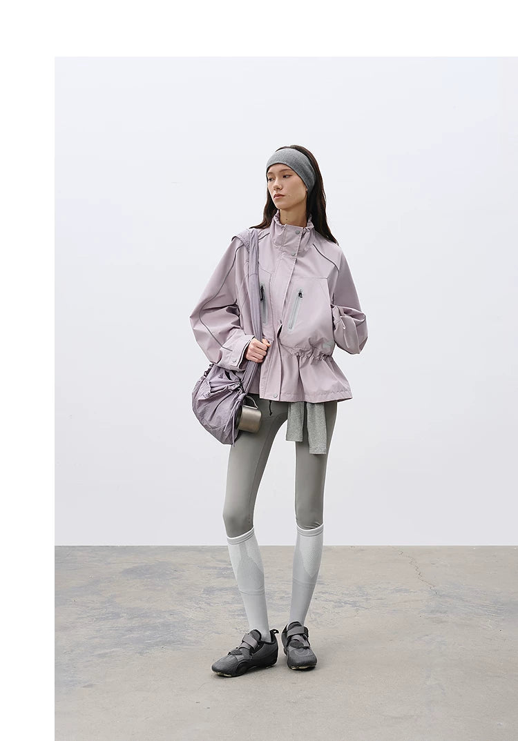Relaxed Fit Stand Collar Boxy Lightweight Outdoor Jacket – Short Cropped Style