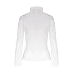 Sheer Mesh Mock Neck Long Sleeve Top