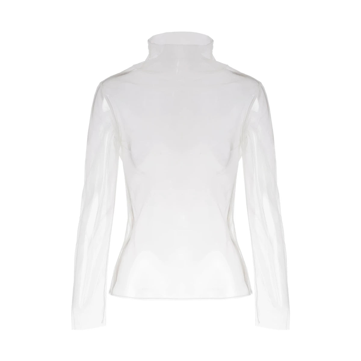 Sheer Mesh Mock Neck Long Sleeve Top