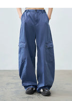 Loose Casual Textured Washed Curved Leg Pants