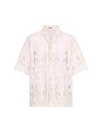 Cuban Collar Cutout Embroidered Shirt