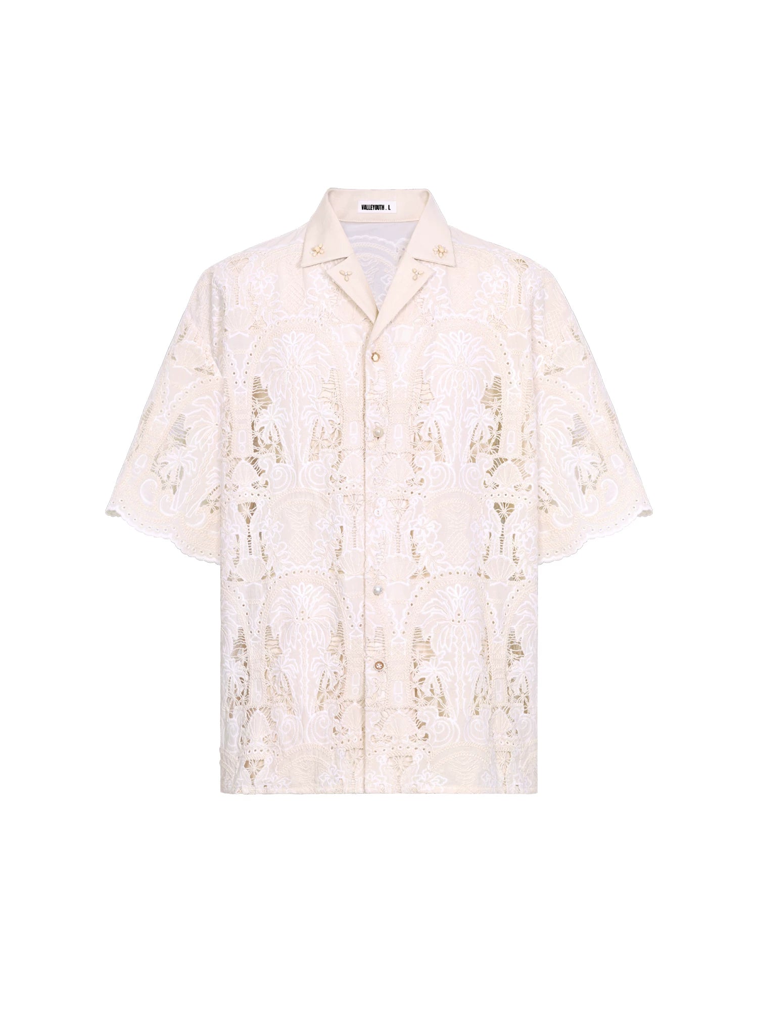 Cuban Collar Cutout Embroidered Shirt Main image