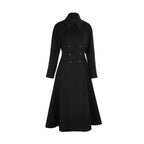 A-Line Hem Waist-Cinching Wool Trench Coat