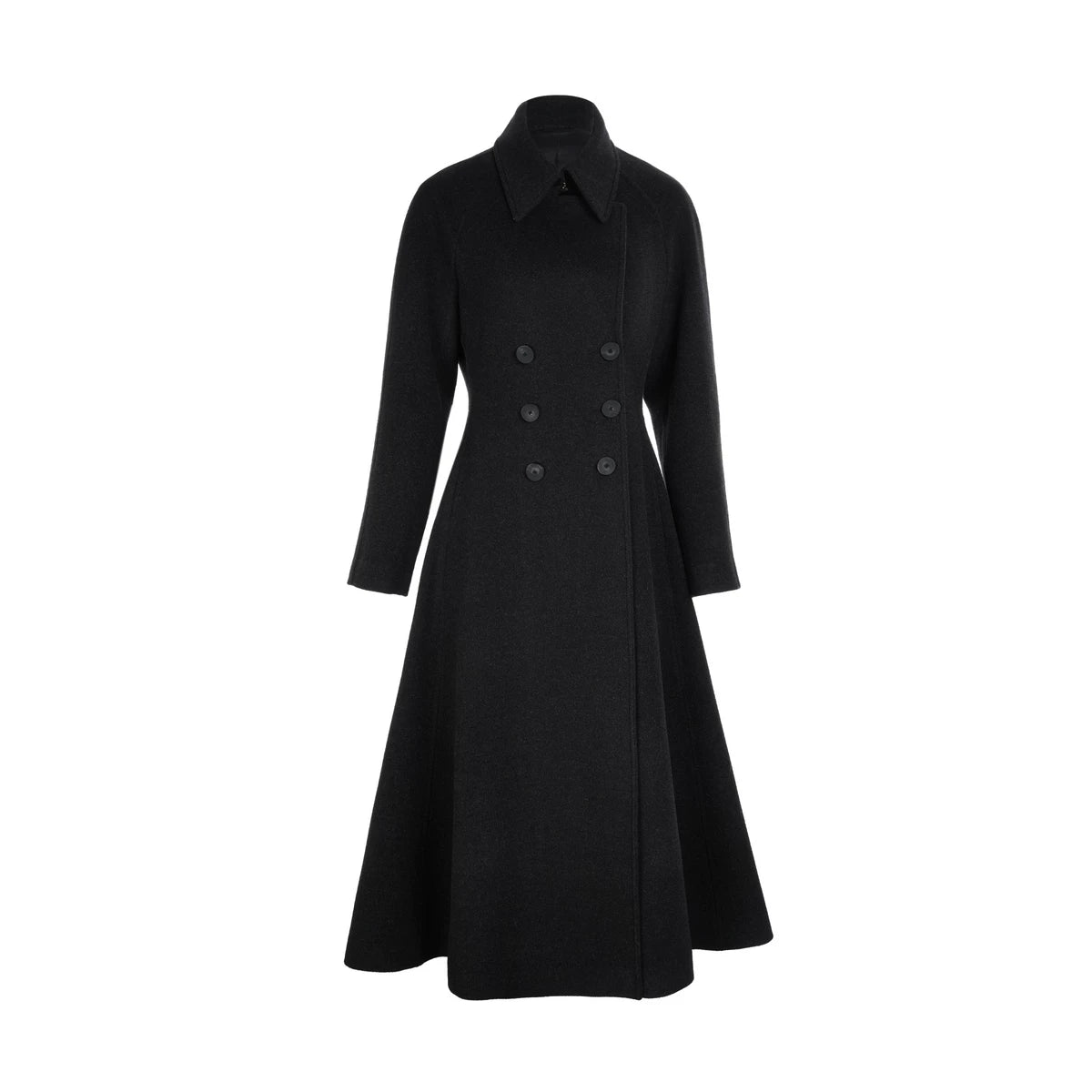A-Line Hem Waist-Cinching Wool Trench Coat