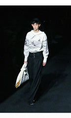 Vintage High-Waist Ruched Loose Wide-Leg Pants