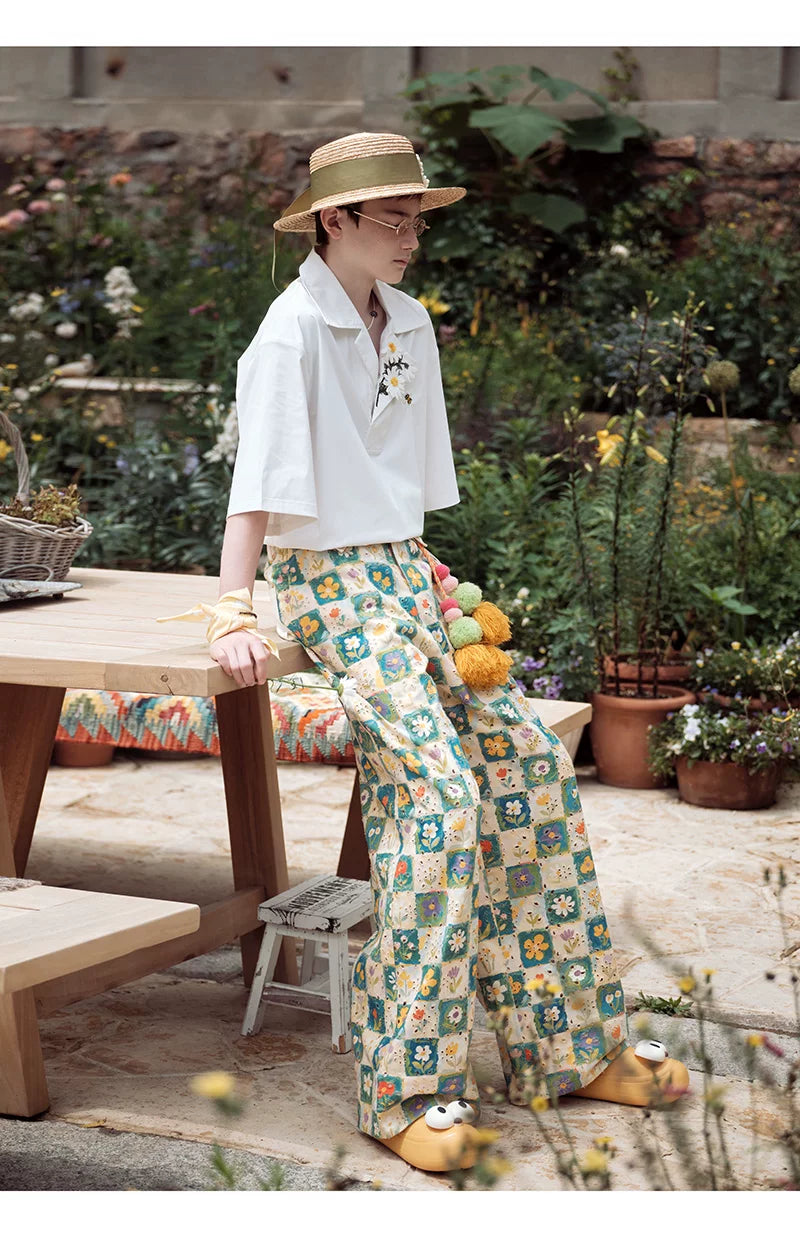 Chamomile Embroidered Asymmetrical Collar Short Sleeve Shirt Secondary image