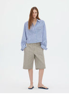 Washed Utility Cargo Shorts with Double Knee Pockets