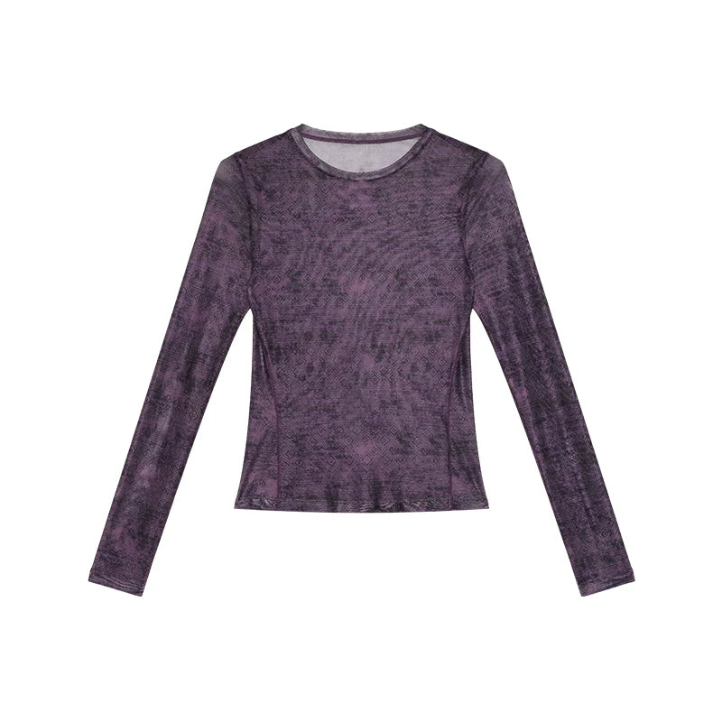 Round Neck Loose Vintage Geometric Print T-Shirt