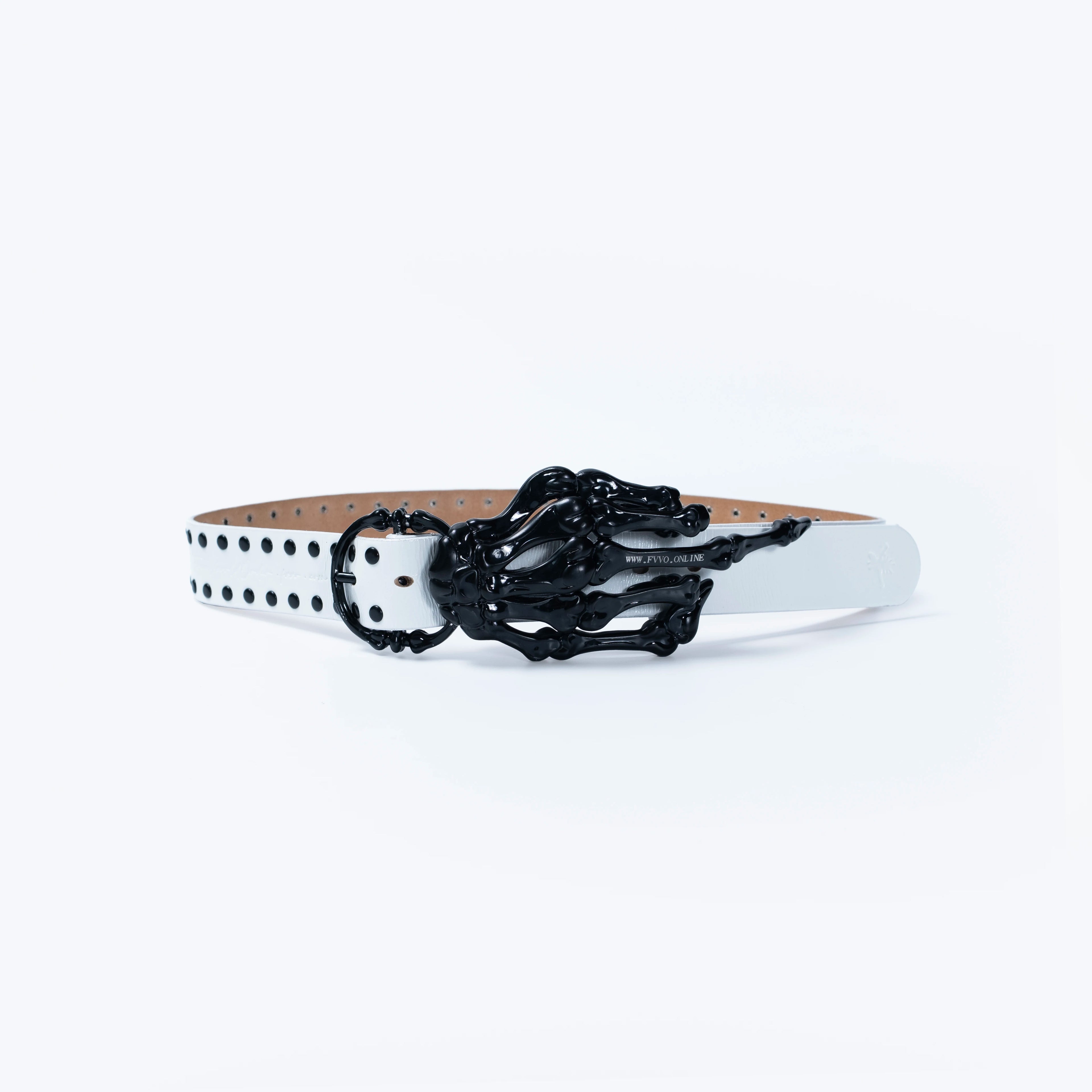 FVVO Skeleton Hand & Spikes Leather Belt