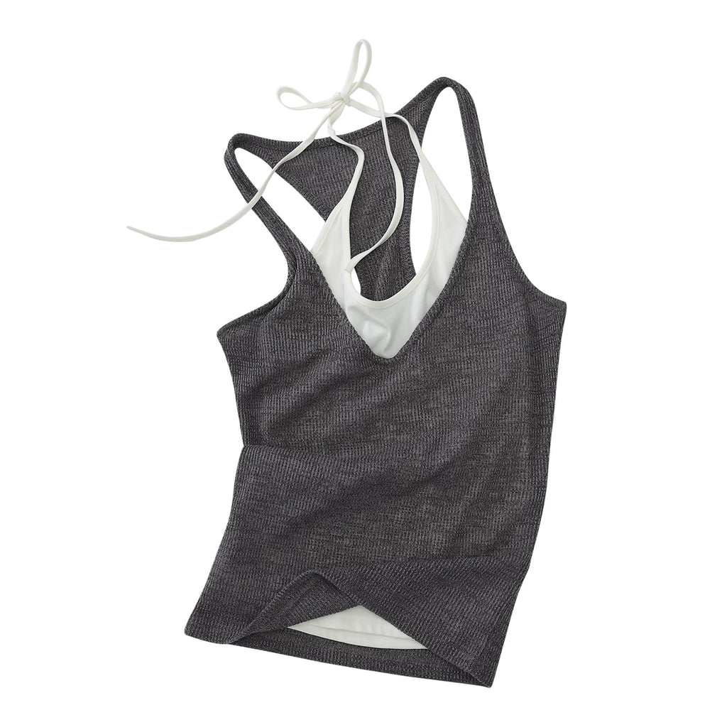 Casual Summer Loose-Fit Contrast Two-Piece Cami Tank Top