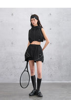Women’s Elastic Waist Two-in-One Peplum Skort