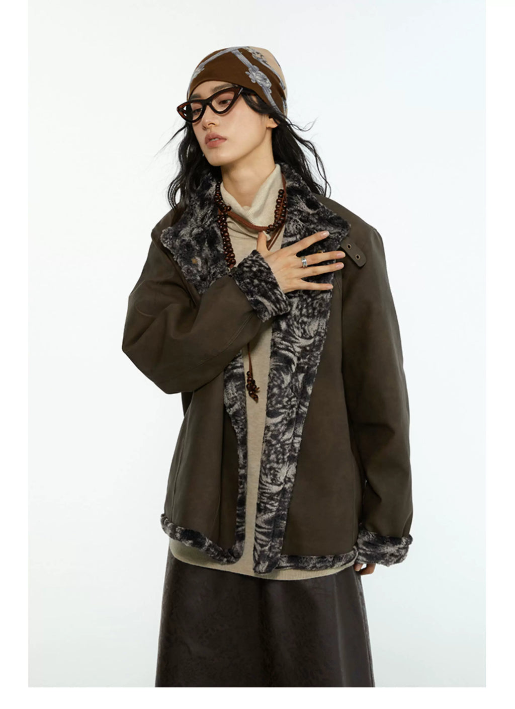 Melange Shearling Jacket – Winter Padded Coat