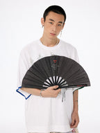 Purple Speckled Folding Fan with Glitter Finish & Lobster Clasp