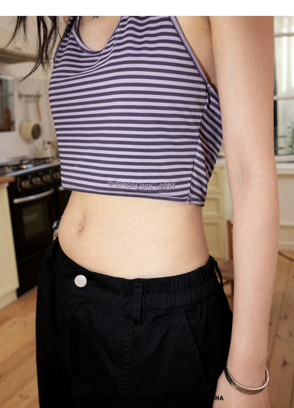 NANA Collaboration Halter Camisole Layered Off-Shoulder Two-Piece T-Shirt