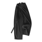 Autumn Wool-Blend Wide-Leg Tailored Pants with Layered Tie Details