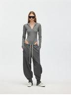 Hooded Stretch Knit Bodysuit with Hidden Zipper