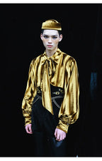 French Vintage Velvet Drop-Shoulder Long Sleeve Shirt
