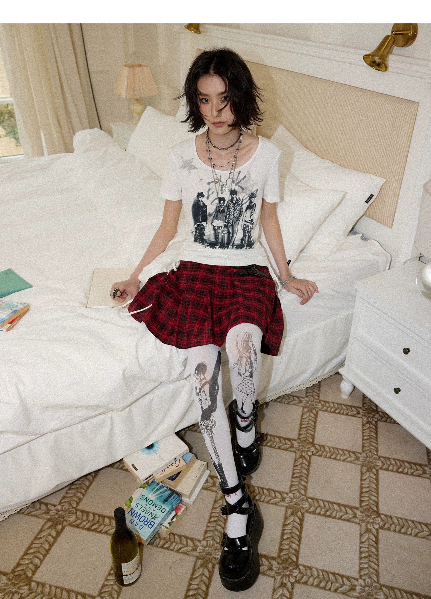 NANA Collaboration Portrait Graphic Drawstring Cropped T-Shirt