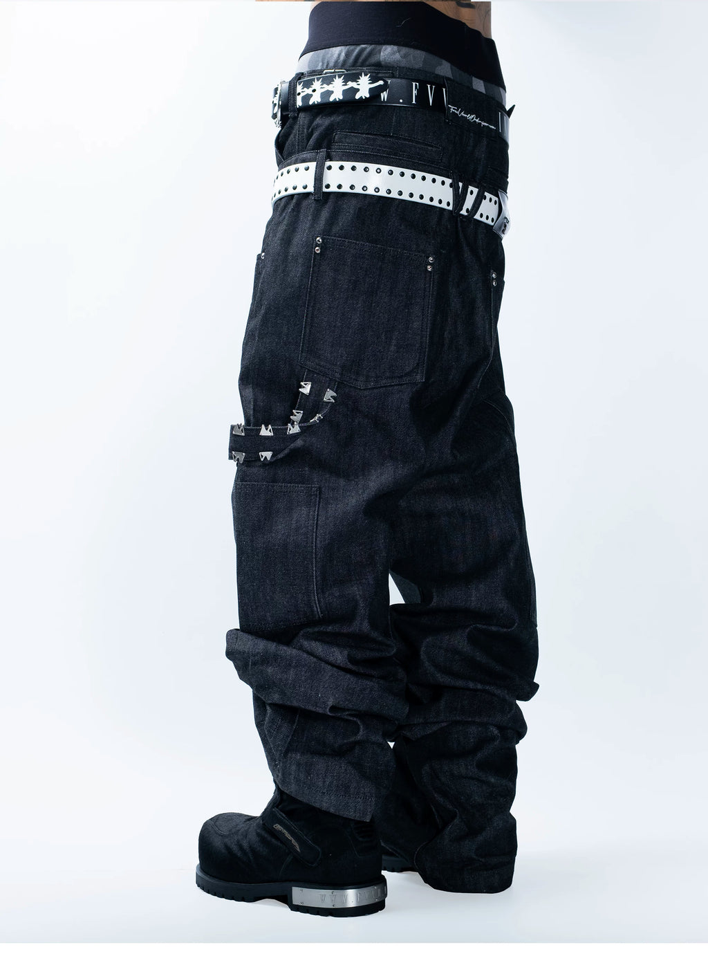 FVVO Skeleton Hand & Spikes Leather Belt