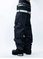 FVVO Skeleton Hand & Spikes Leather Belt