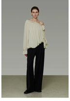 French-Inspired Asymmetric One-Shoulder Shirt