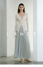 Elegant Chiffon Pleated A-Line Maxi Skirt
