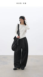 Slim Fit Round Neck Hollow Twist Knot Asymmetrical Hem T-Shirt