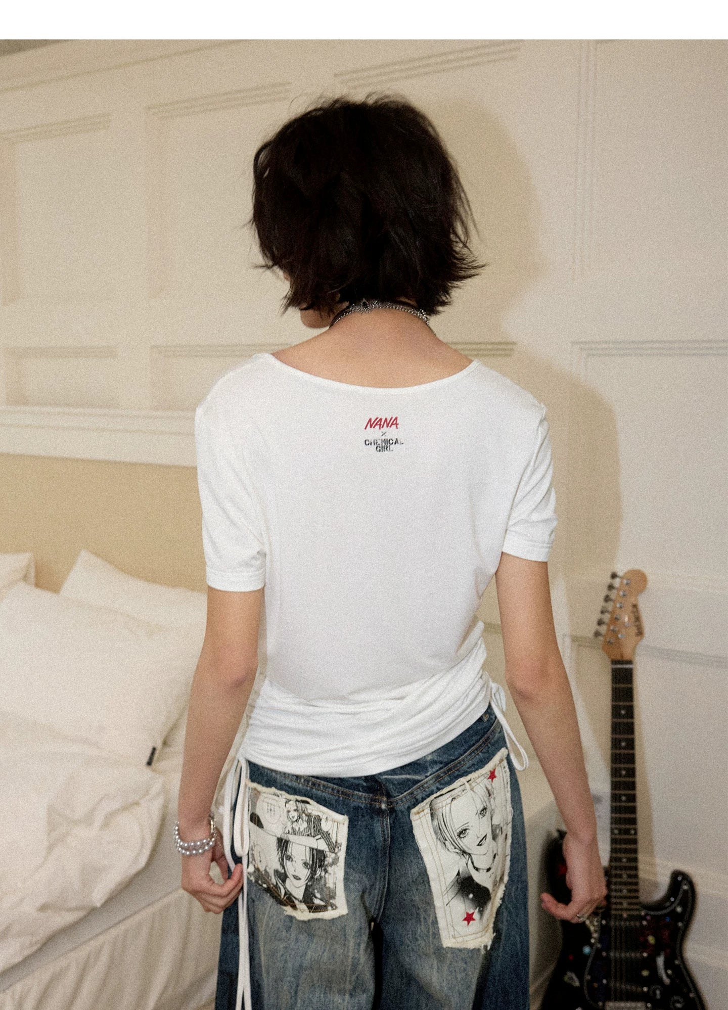 NANA Collaboration Portrait Graphic Drawstring Cropped T-Shirt