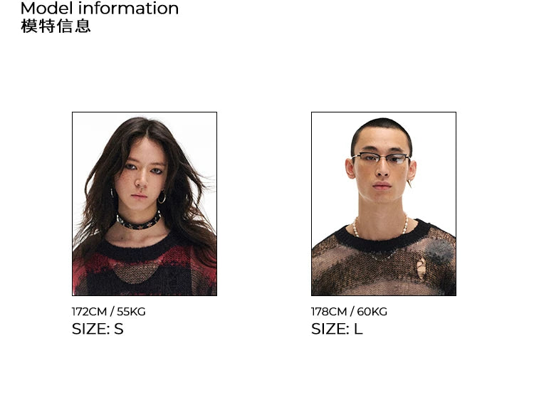 Soft Wool & Mohair Striped Open-Knit Distressed Sweater
