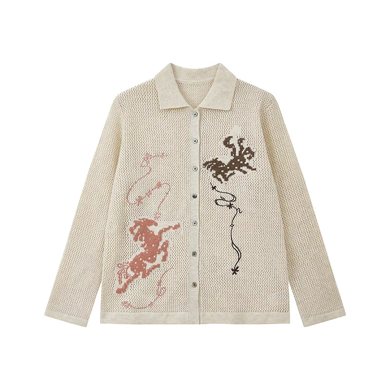 Horse Year Floral Jacquard Knit Cardigan Main image